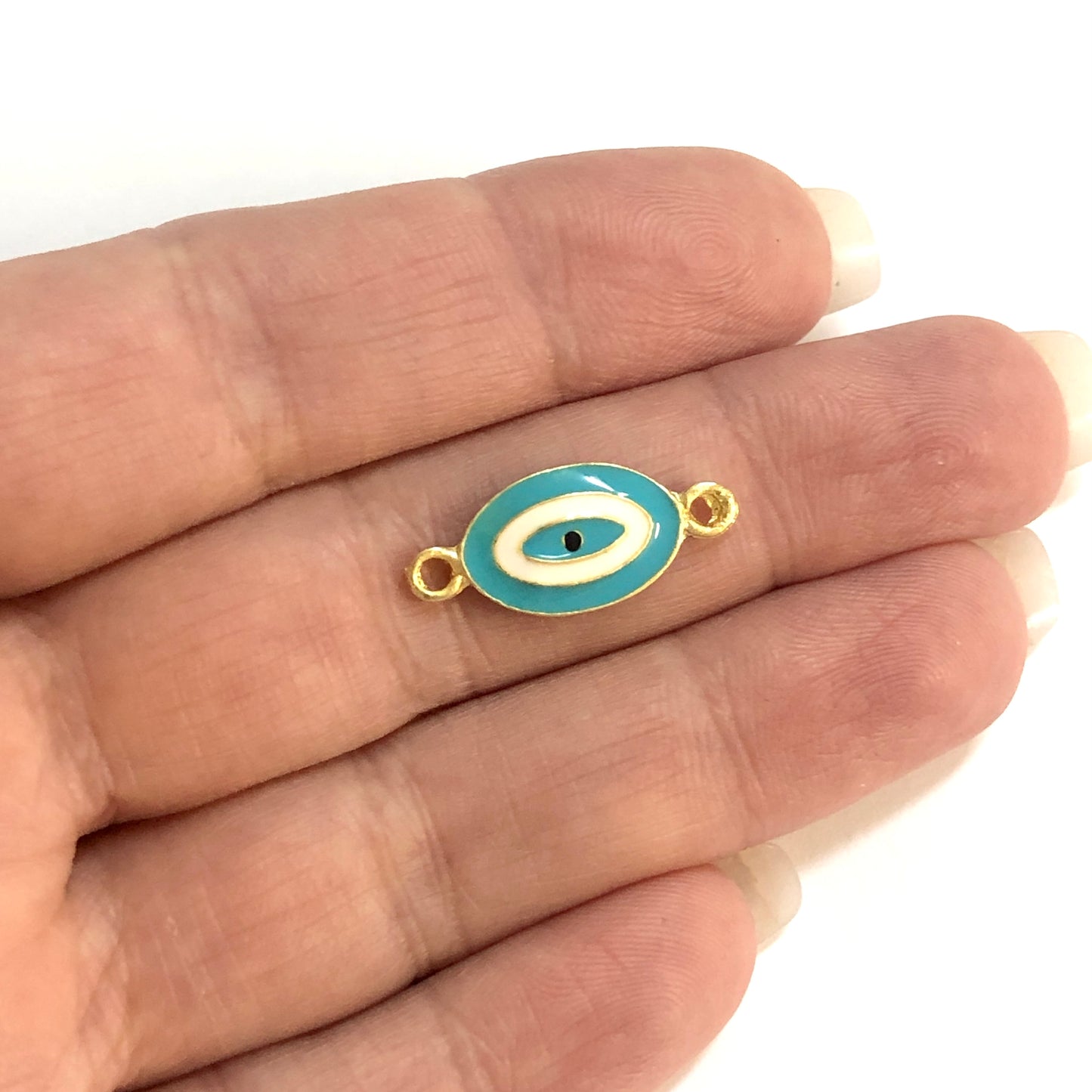 Altın Kaplama Mineli Elips Bileklik Aparatı - Turkuaz