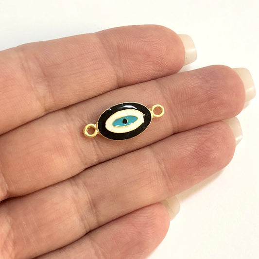 Handmade Washer Evil Eye Beads 13x5 Transparent Blue