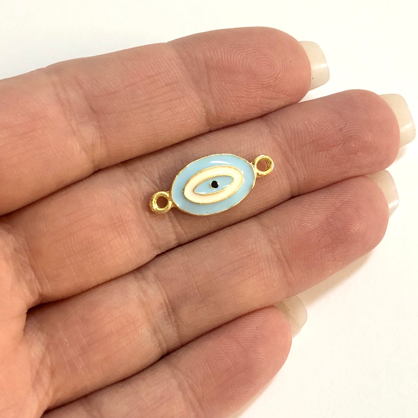 Handmade Washer Evil Eye Beads 13x5 Transparent Blue