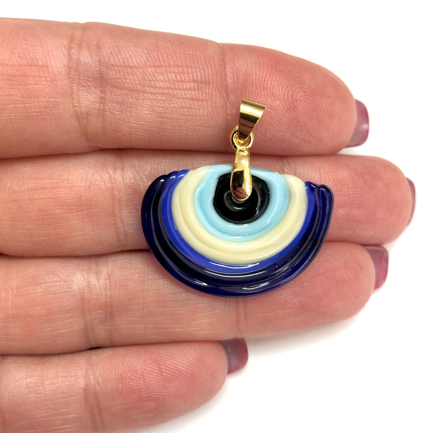 Murano Cam Gökkuşağı Kolye Ucu - Mavi