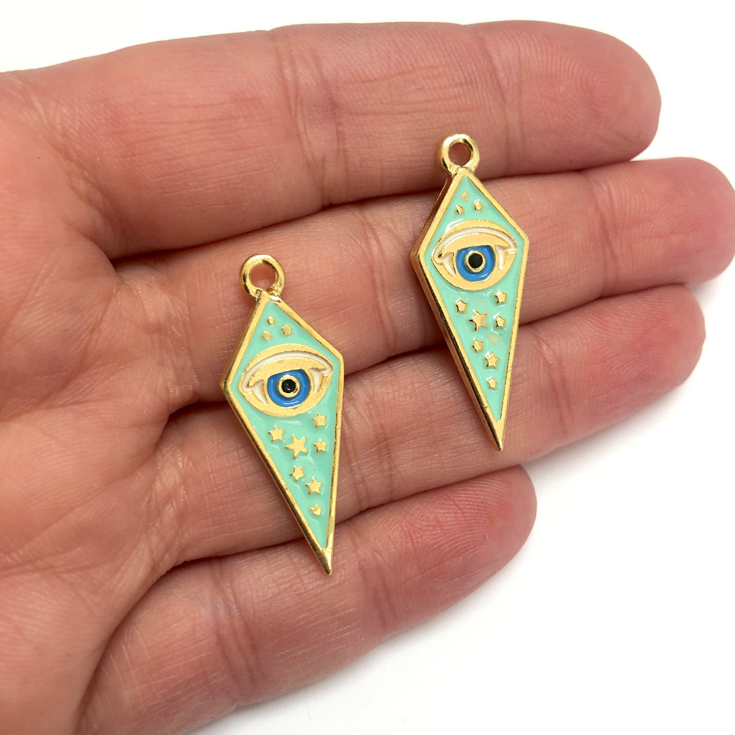 Gold Plated Enamel Star Eye - Mint