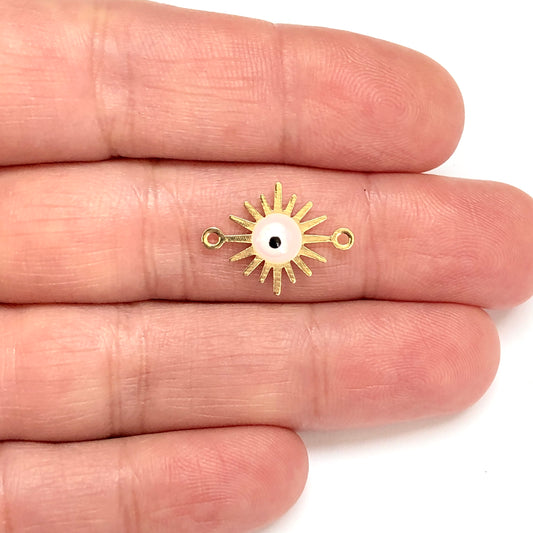 Gold Plated Framed Hand Painted Ceramic Eye Pendant-5