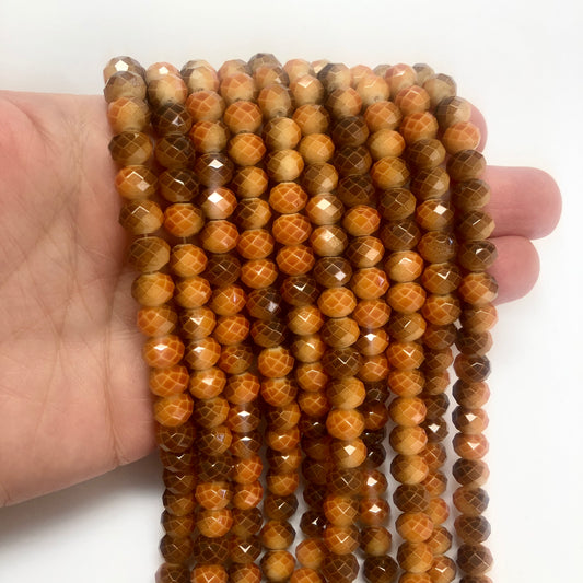 Kristal Boncuk, Çin Kristali-8mm-55 - Ebruli Turuncu Kahve