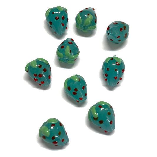 Strawberry Glass Beads - Mint