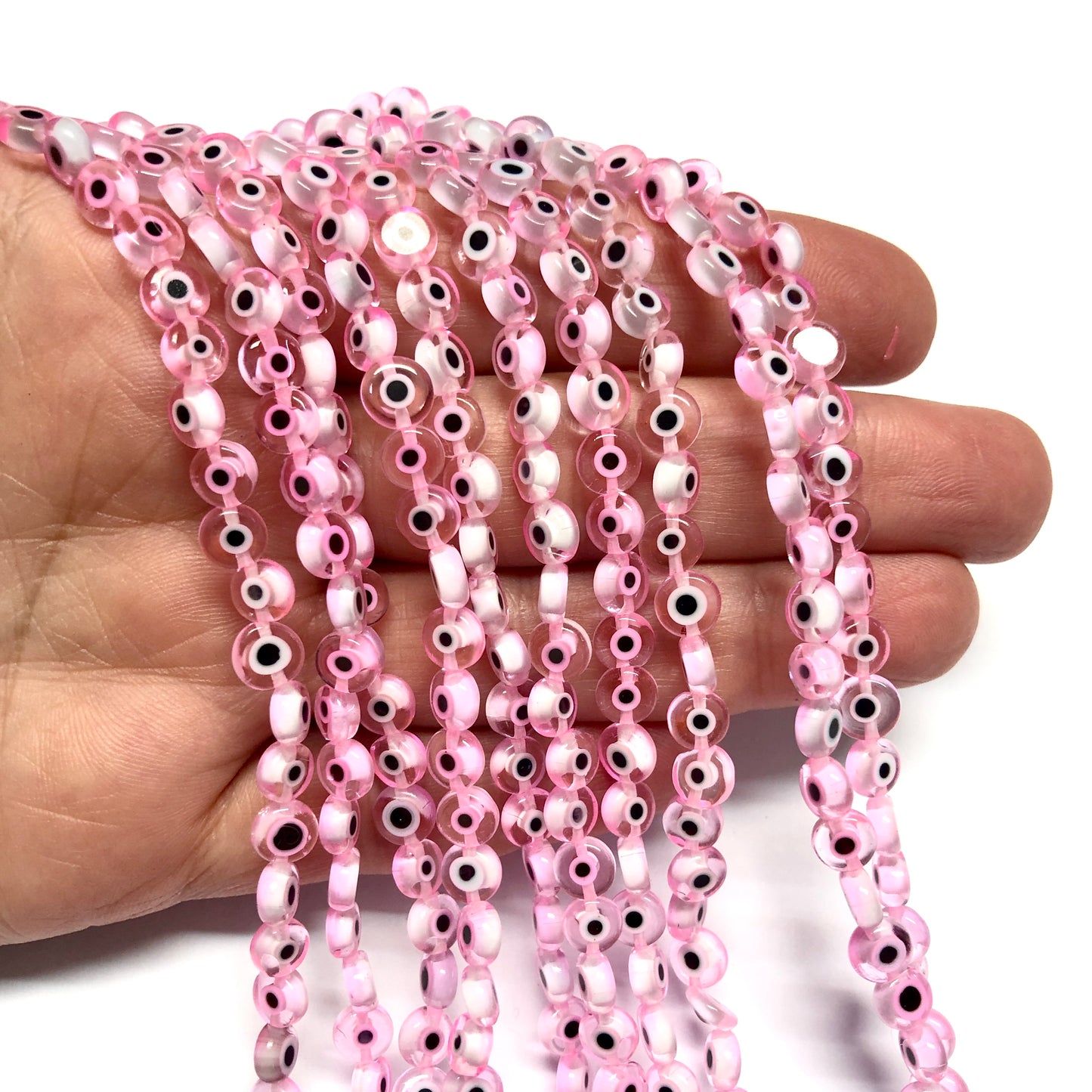 Nazar Boncuk Yassı 6 mm -Pembe