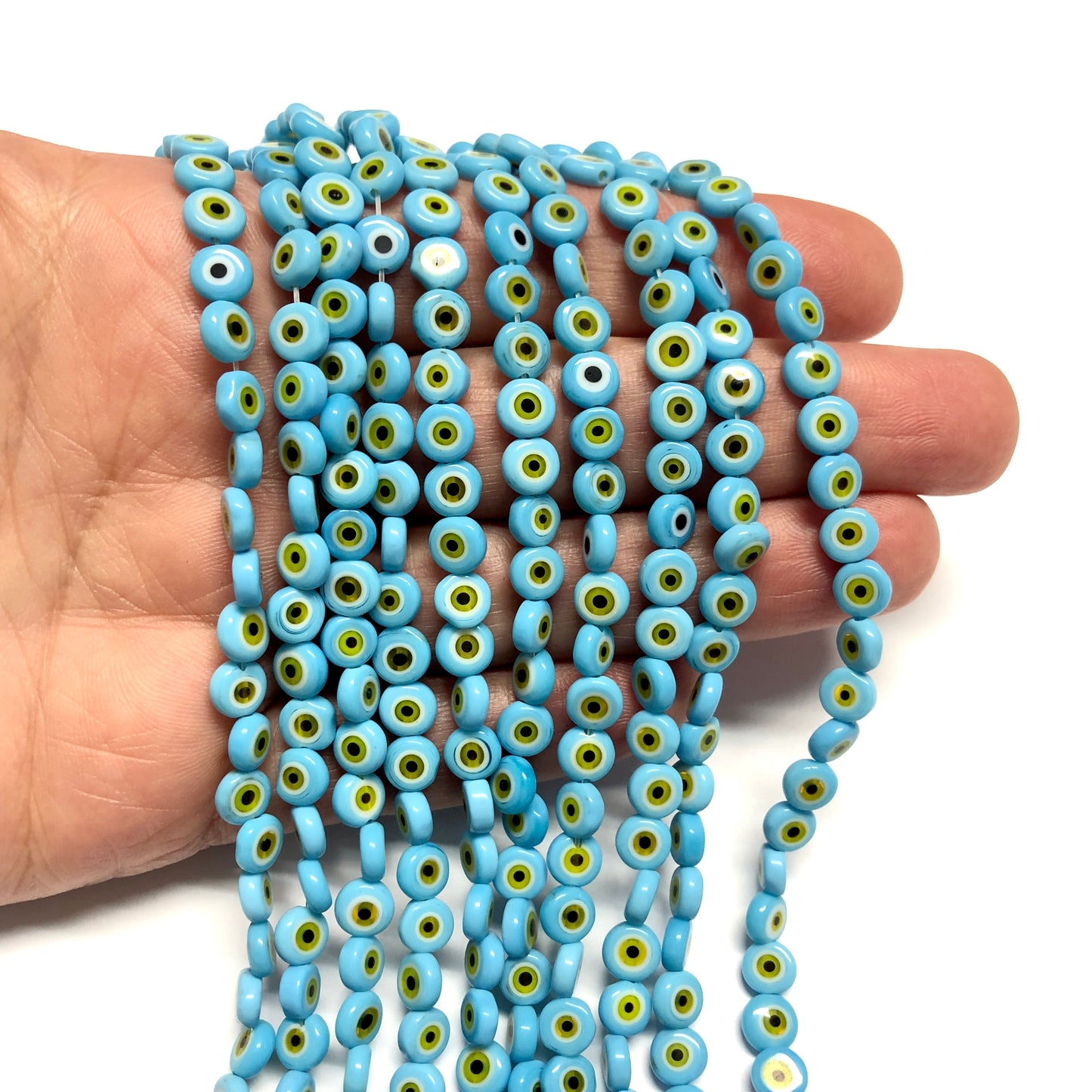 Nazar Boncuk Yassı 6 mm -Mavi