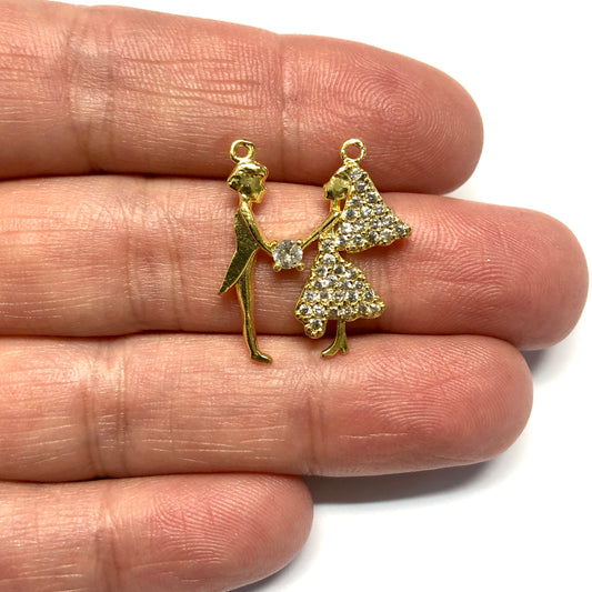 Gold Plated Swarovski Gemstone Rocker - Iced White