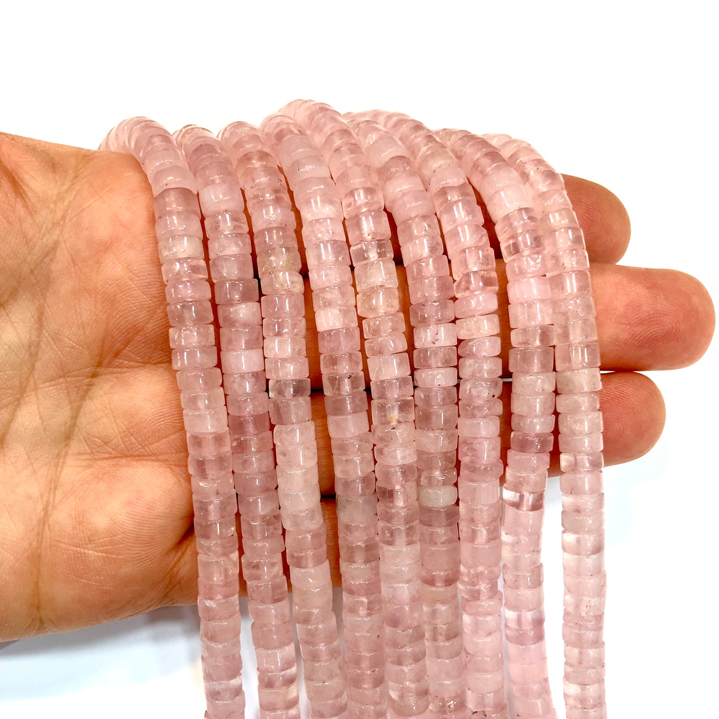 6mm Rondel Pembe Kuvars - 6