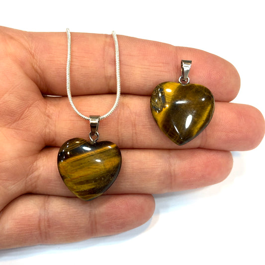 Doğal Taş Kalp Kolye Ucu - 5 Kaplangözü