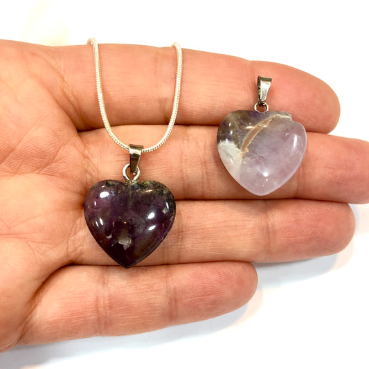 Doğal Taş Kalp Kolye Ucu - 8 Ametist