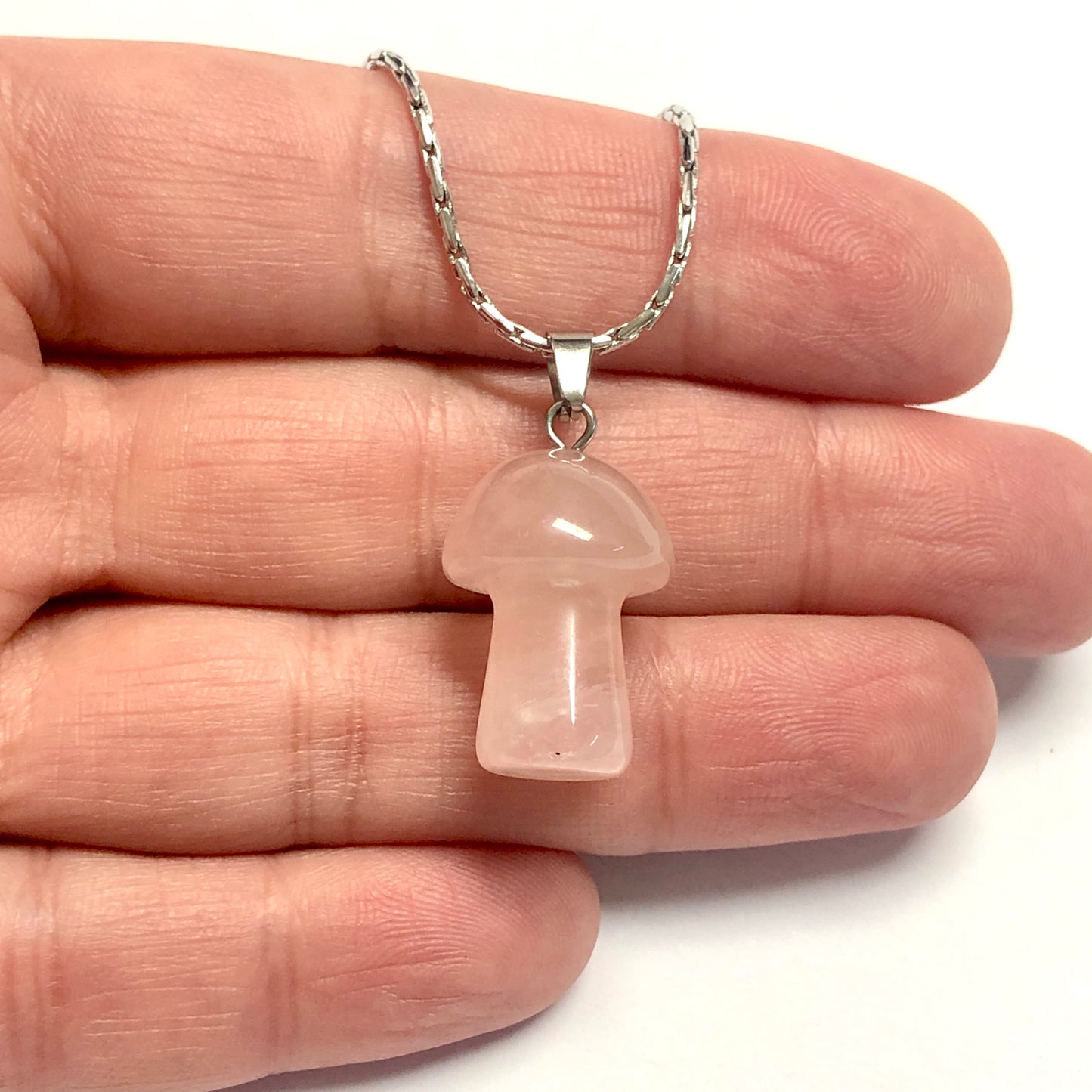 Mantar Kolye Ucu - 2 Pembe Kuvars