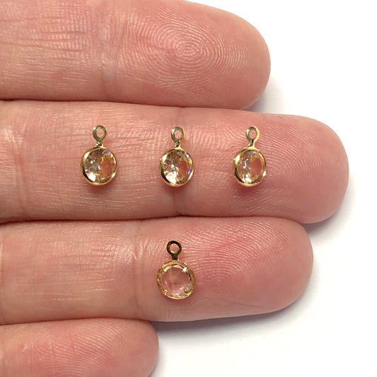 Altın Kaplama Zirkon Taşlı Küçük Yuvarlak Sallantı - Bal Rengi