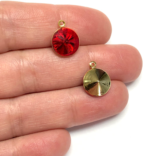Gold Plated Rivolli Crystal - Red
