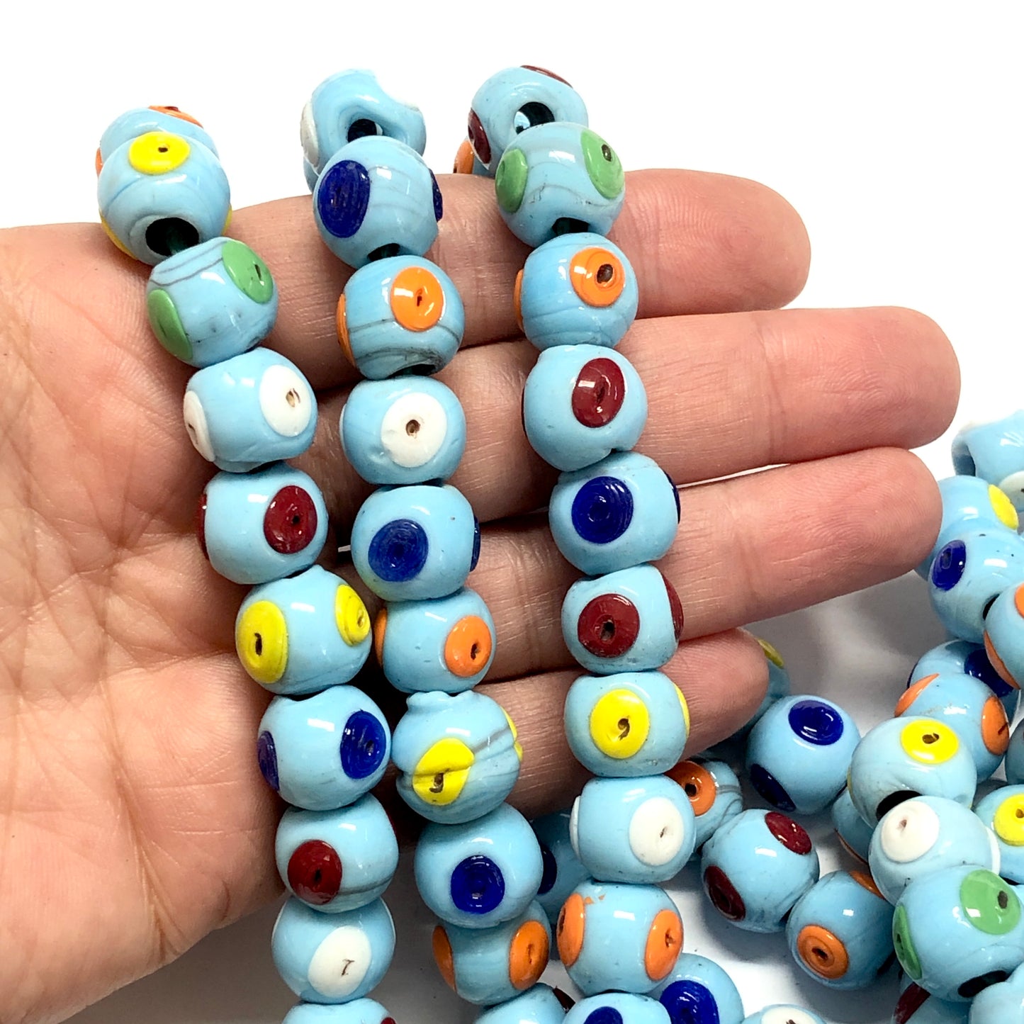 Handmade cylinder Colored Glass Hearth Bead (transparent)