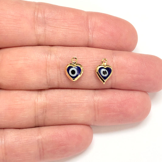 Altın Kaplama Çift Yönlü Kalp Nazar Sallantı Lacivert