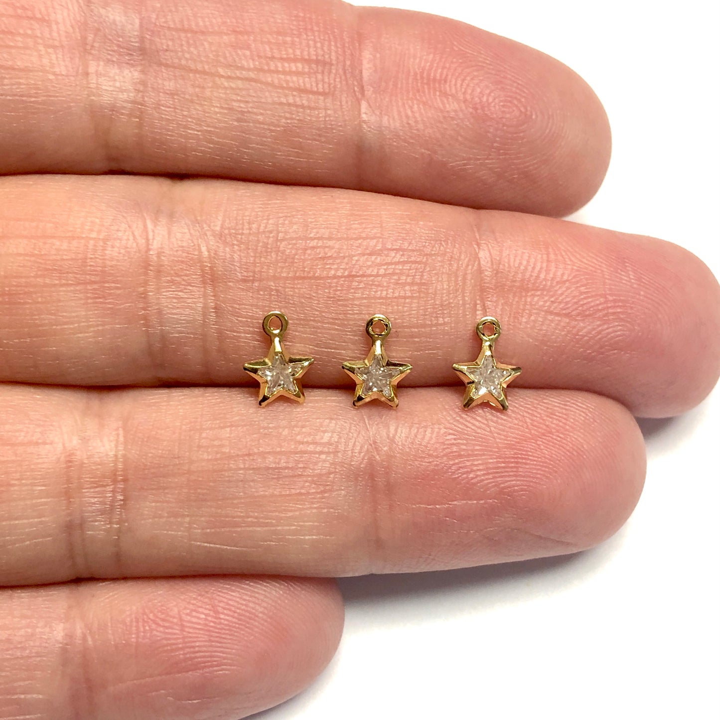 Altın Kaplama Zirkon Taşlı Yıldız Sallantı - Şeffaf