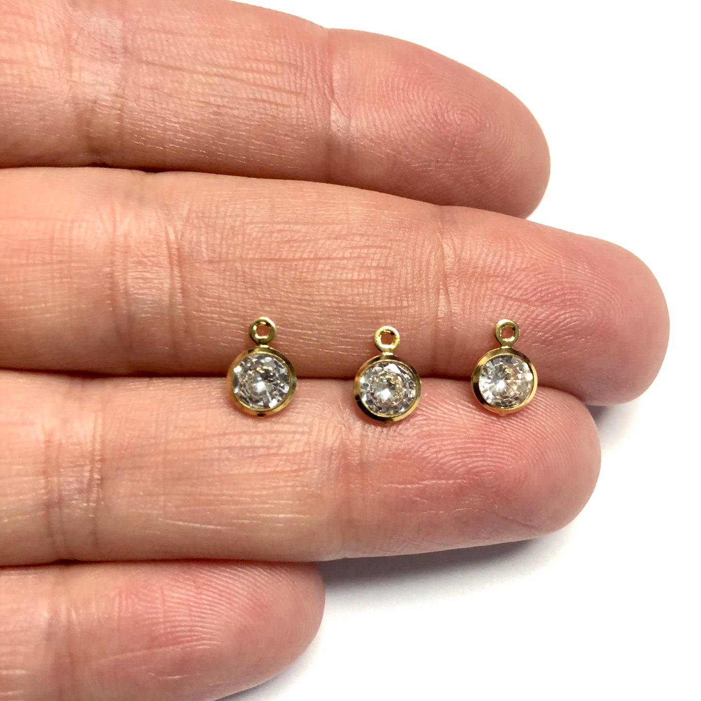 Small Round Hanging Gold Plated Zircon Stone - Lilac