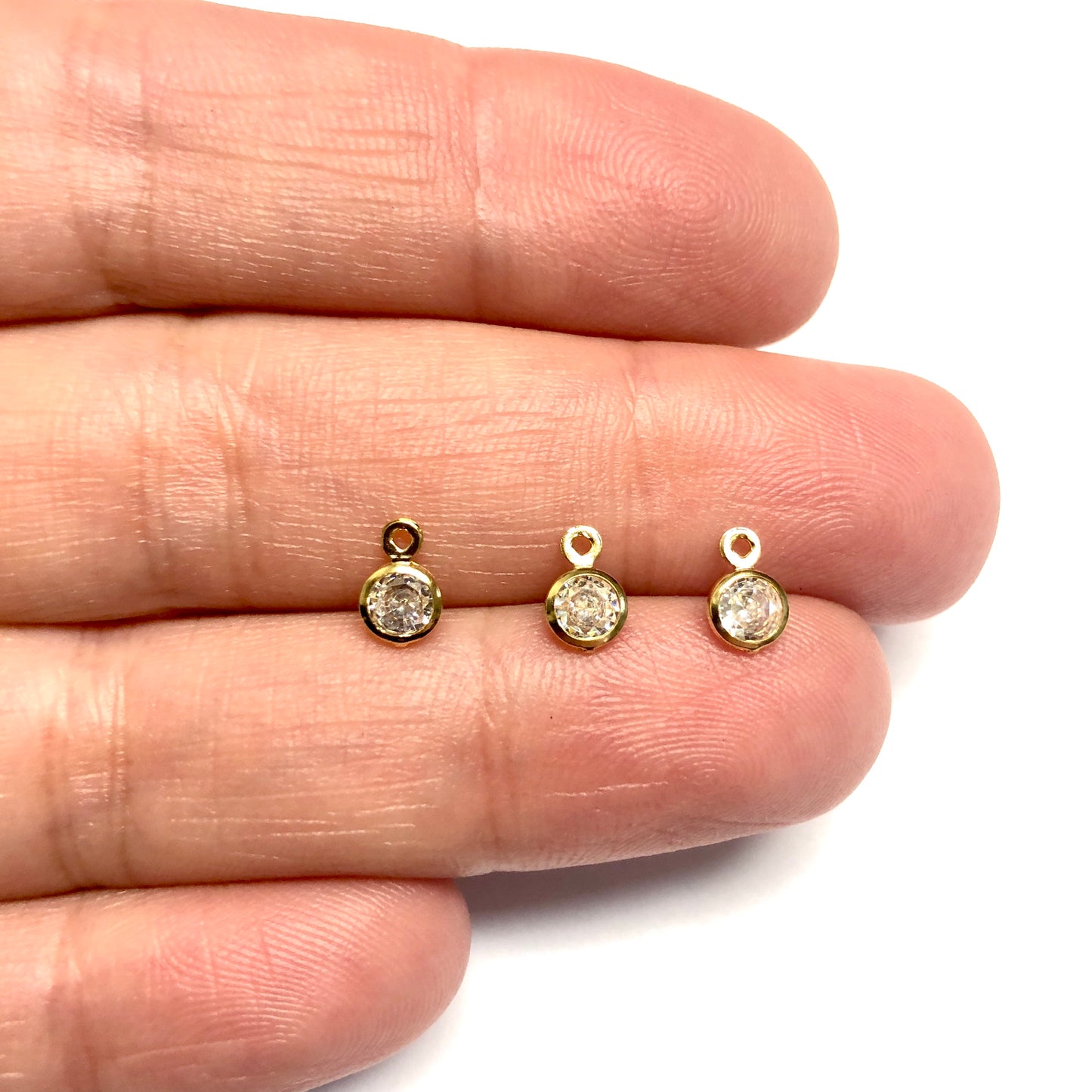 Altın Kaplama Zirkon Taşlı Küçük Yuvarlak Sallantı - 5mm