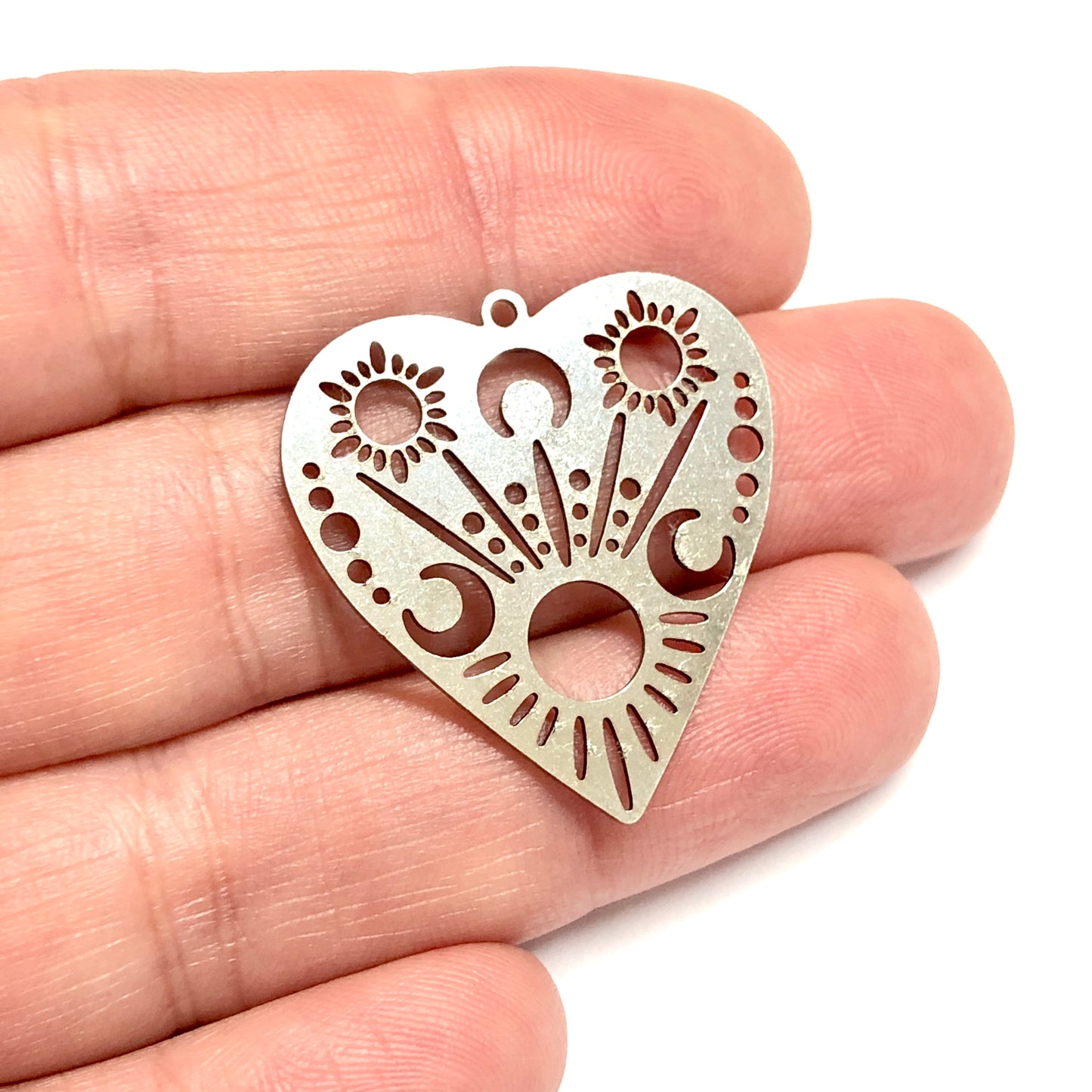 Paslanmaz Çelik, Şans Kalp Kolye ucu (Stainless Steel Celestial Heart Pendant)