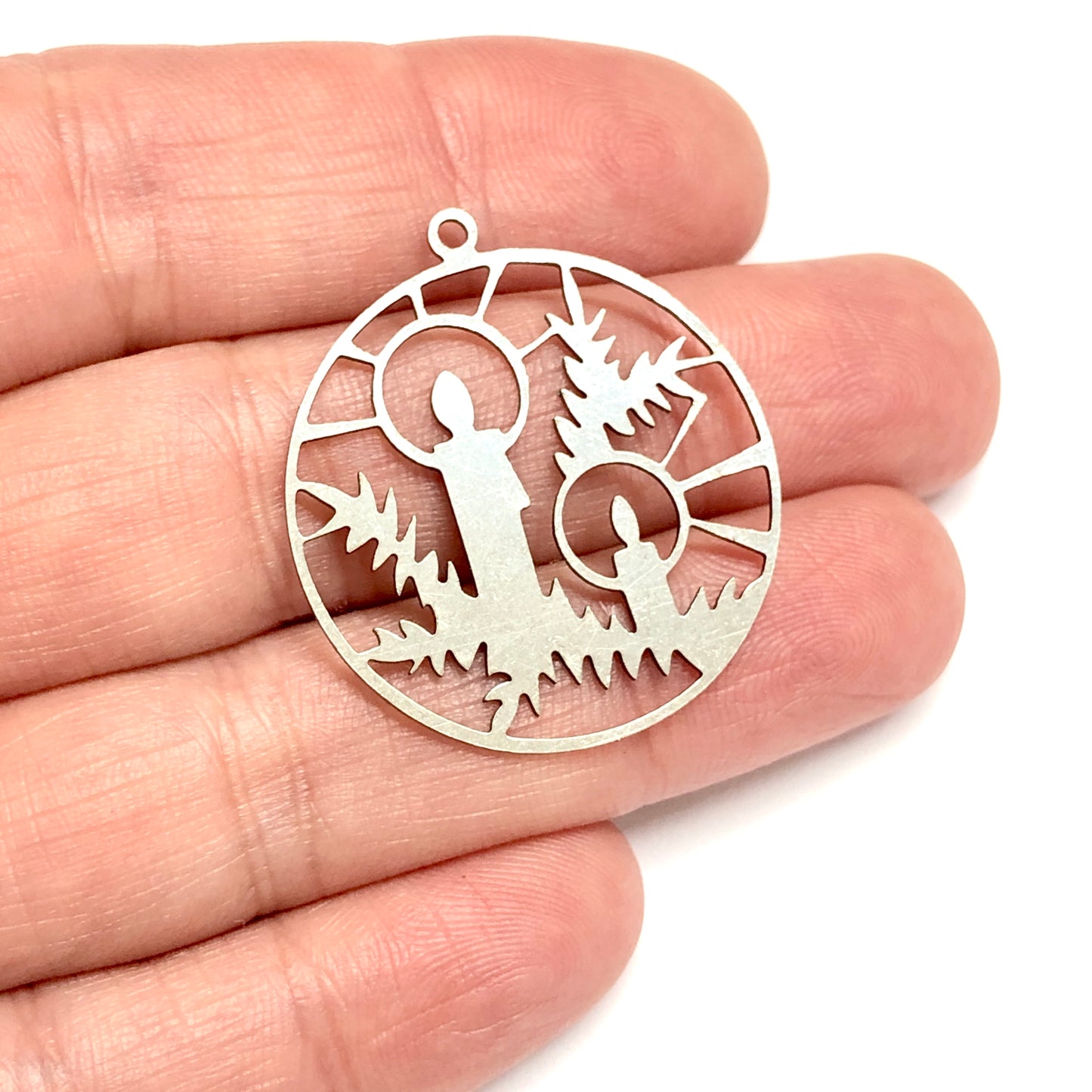 Paslanmaz Çelik, Mum Kolye ucu (Stainless Steel Celestial Christmas Candles Pendant)