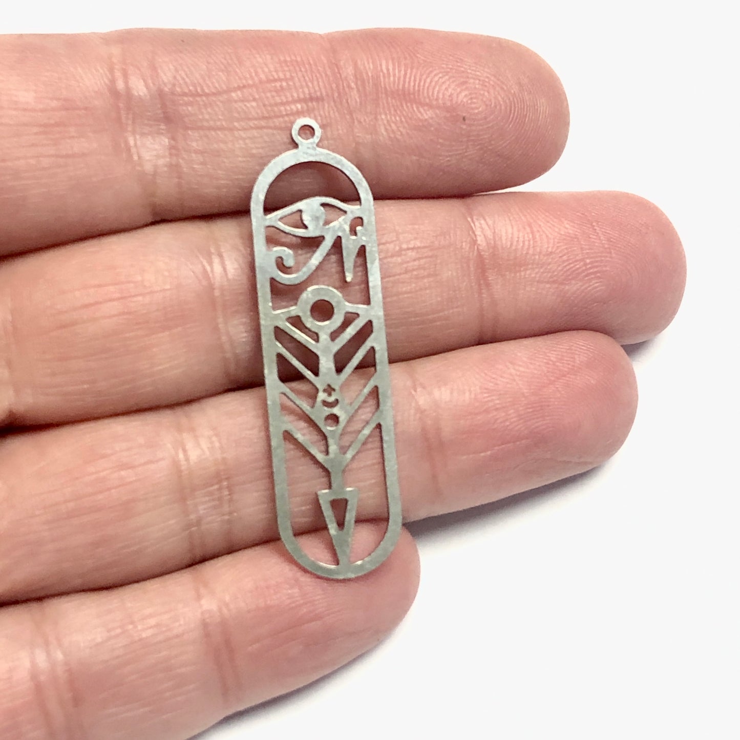 Paslanmaz Çelik, Mısır Sembolleri Kolye ucu (Stainless Steel Egyptian Symbols Rectangle BarPendant)