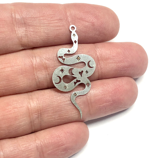 Paslanmaz Çelik, Şans Yılanı Kolye ucu (Stainless Steel Celestial Snake Pendant)