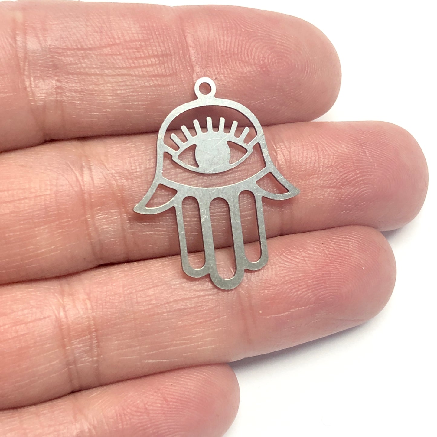 Paslanmaz Çelik, Fatma Ana Eli Kolye ucu (Stainless Steel Hamsa Pendant)