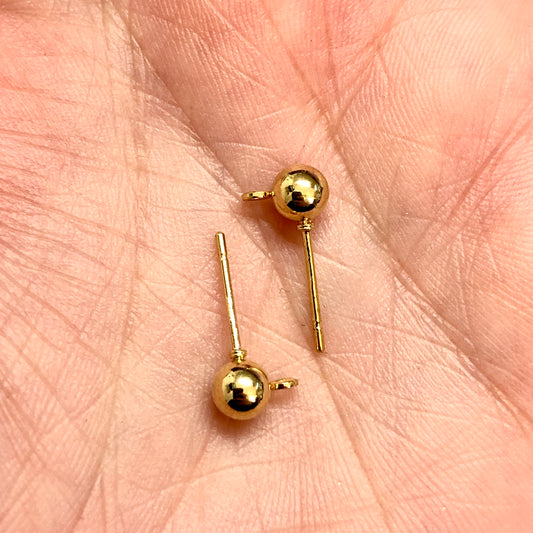 Altın Kaplama Top Küpe Apartı - 5mm