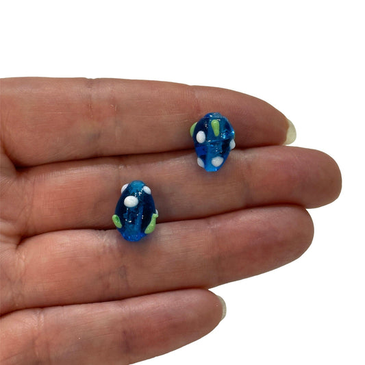 Small Strawberry Glass Beads -Transparent Blue