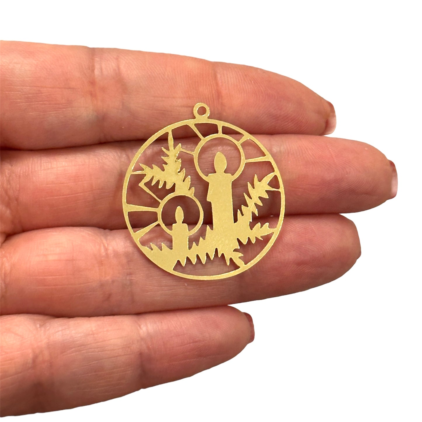 Ham Pirinç Yılbaşı Mumları (Raw Brass Xmas Candles Charm,Laser Cut Xmas Candles Charm)