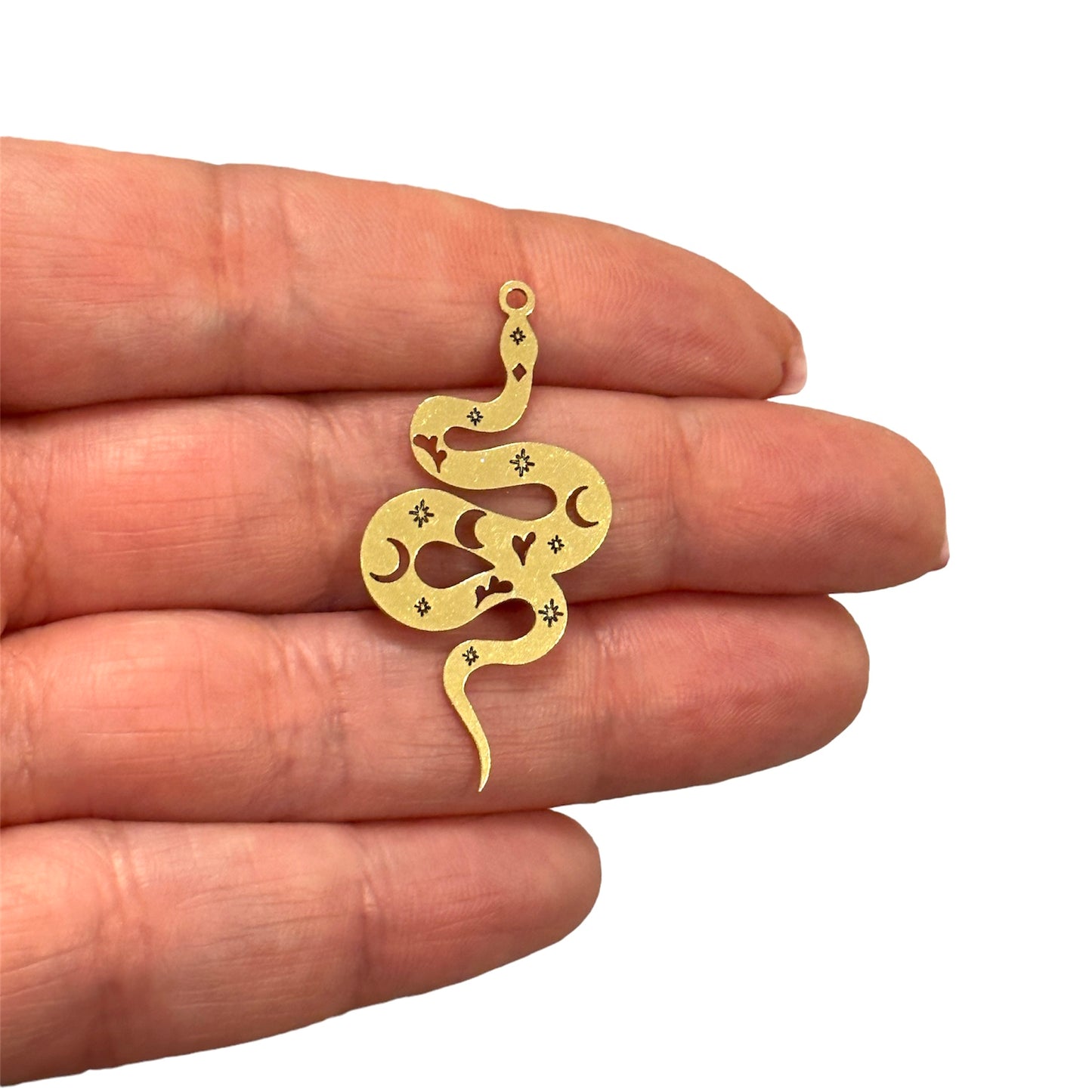 Ham Pirinç Yılan Kolye Ucu (Raw Brass Snake Charm,Laser Cut Snake Charm)