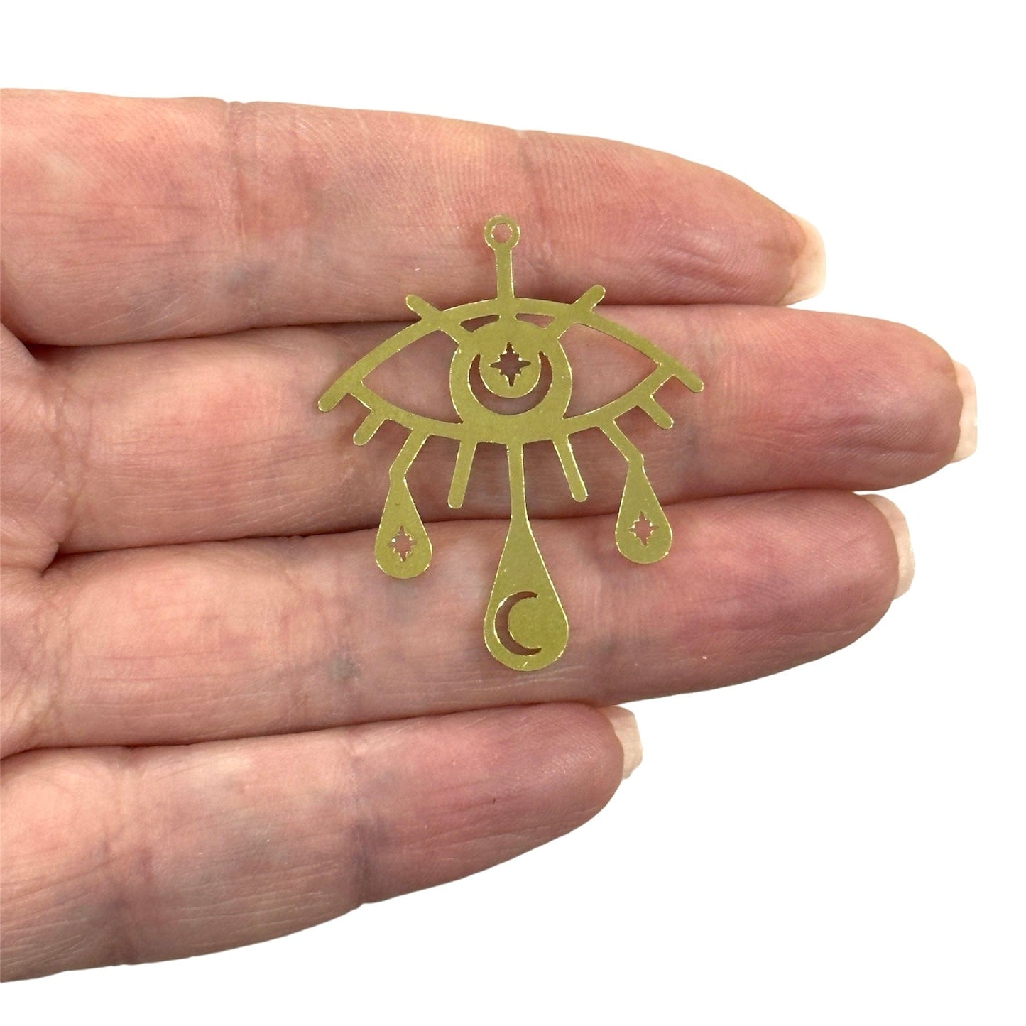 Ham Pirinç Göz Kolye Ucu (Raw Brass Eye Charm, Laser Cut Eye Charm)
