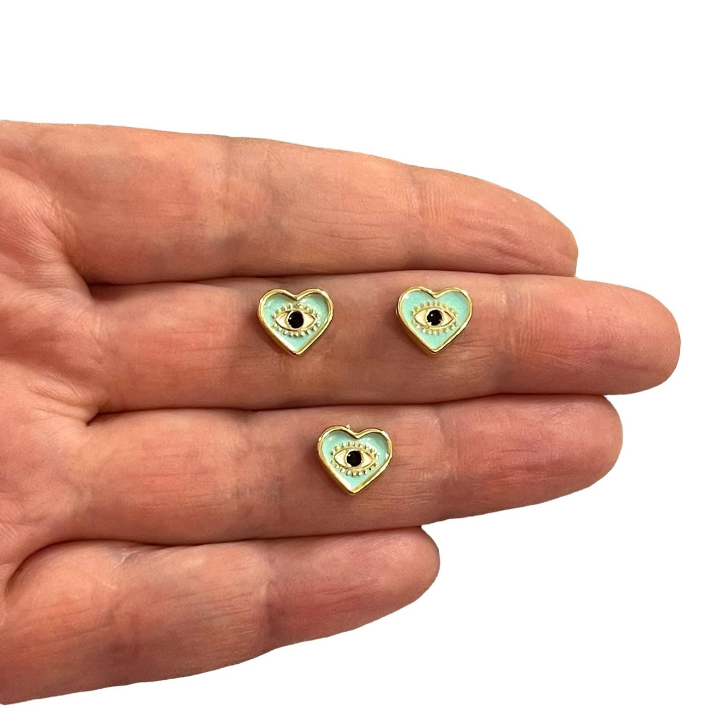 Gold Plated Enamel Double-Sided Heart Insert - Mint