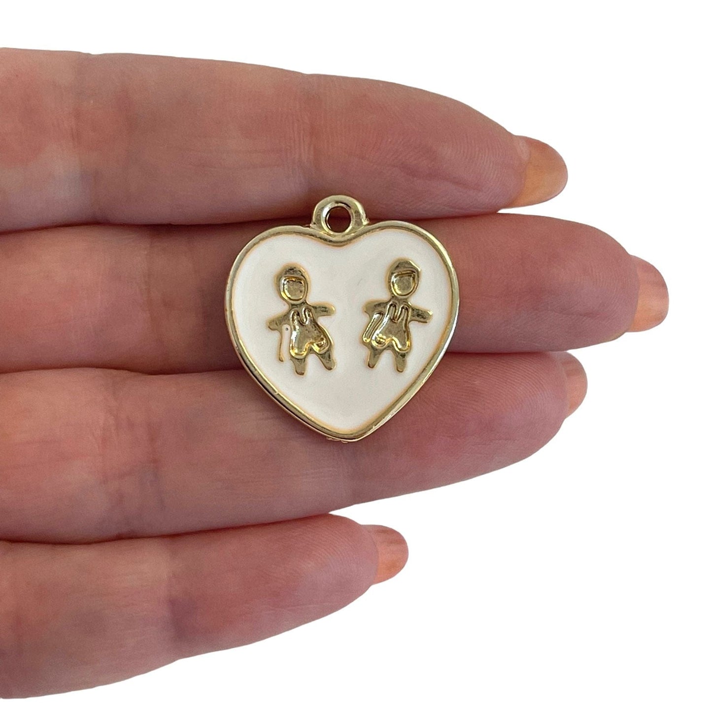 Altın Kaplama Kız & Erkek Çocuk Kalp Kolye ucu- Beyaz