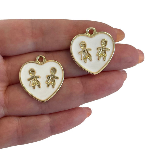 Gold Plated White Enamel Heart Pendant