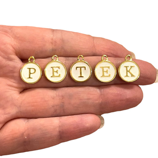 Altın Kaplama Çift Yönlü Beyaz Mineli Harf Sallantı Aparatı