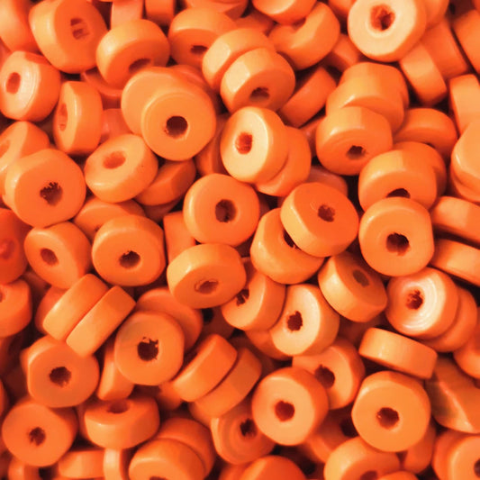 8mm Rondel Ahşap Boncuk 35 - Fosforlu Turuncu