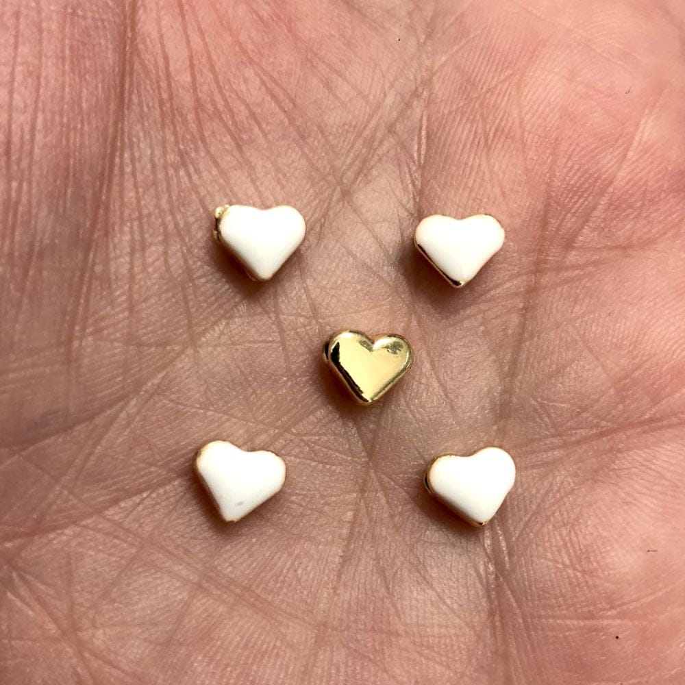 Gold Plated Enamel Heart Apparatus White
