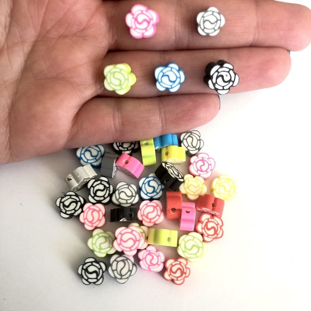 Polymer Clay (Fimo) Karışık Renkli Çiçek