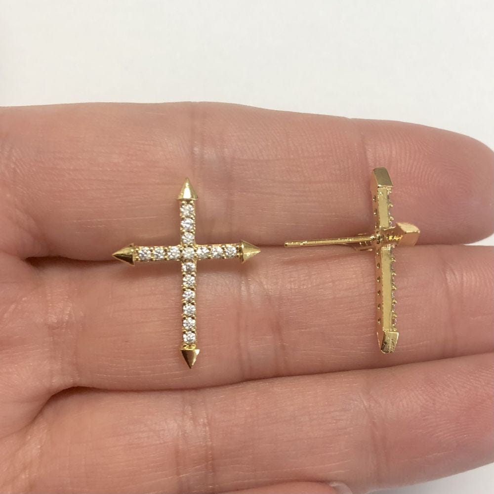 Vergoldeter Zirkon-Stein-Kreuz-Ohrring-Apparat - 1