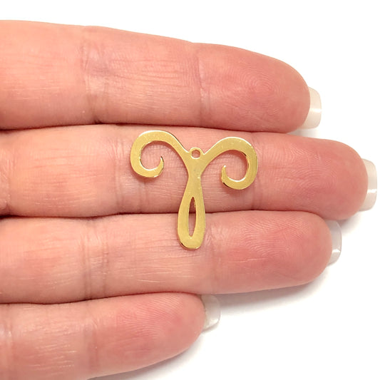 Pirinç Üzeri Altın Kaplama Tek Kulplu Burç Sembolü Kolye Ucu