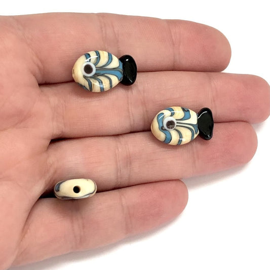 Murano Glass Striped Fish - Cream