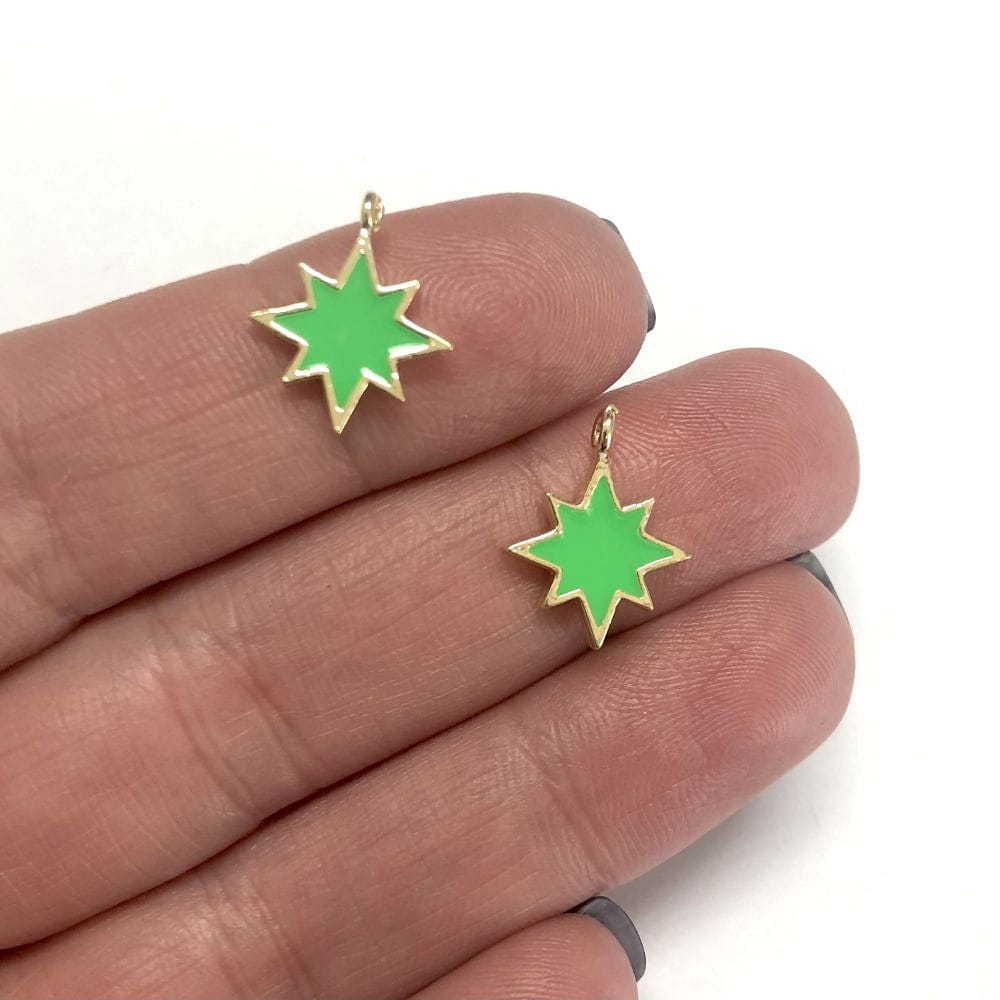 Vergoldete emaillierte Pole Star Schüttelhalterung – Neongrün