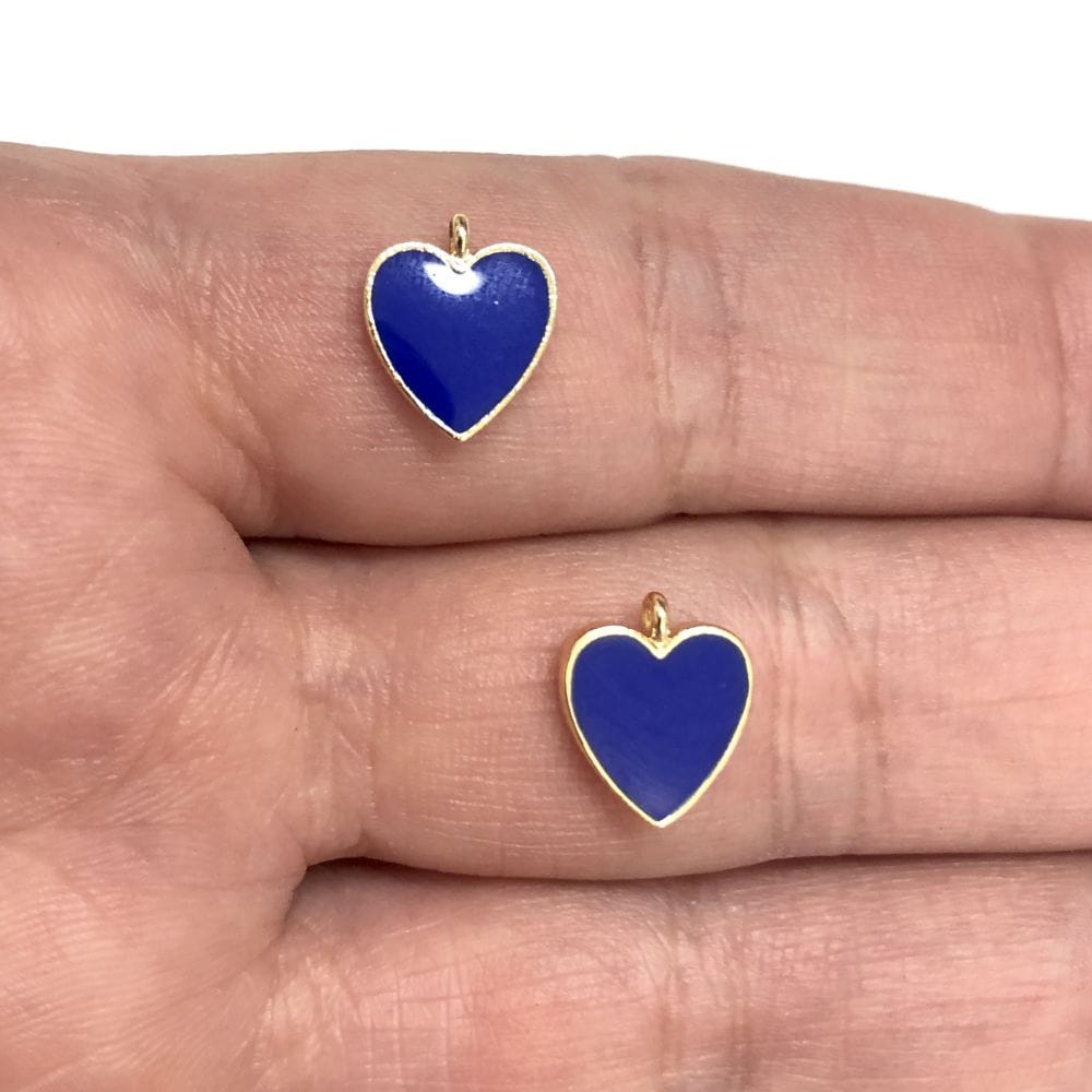 Gold Plated Enamel Heart Shaking Apparatus - Navy Blue