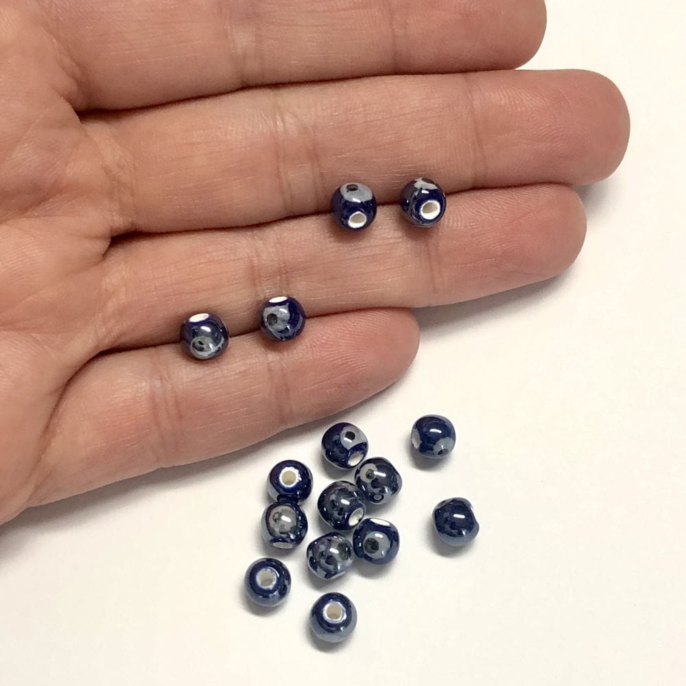 5mm Round Ceramic Bead - Navy Blue