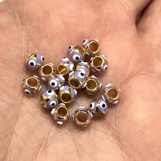 Altın Kaplama Mineli 3.5x5mm Nazar Ara Aparat- Lila