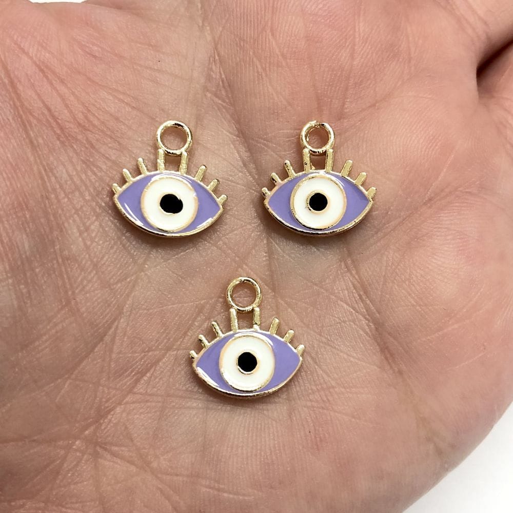 Vergoldeter Emaille Evil Eye Schüttelapparat - Flieder