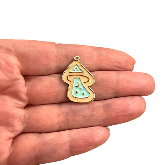 Gold Plated Enamel Magic Mushroom - Mint