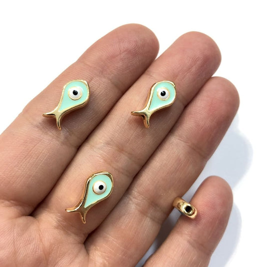 Gold Plated Enamel Fish Search Apparatus - Mint