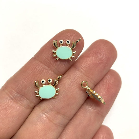 Gold Plated Enamel Crab Shaking Attachment - Mint